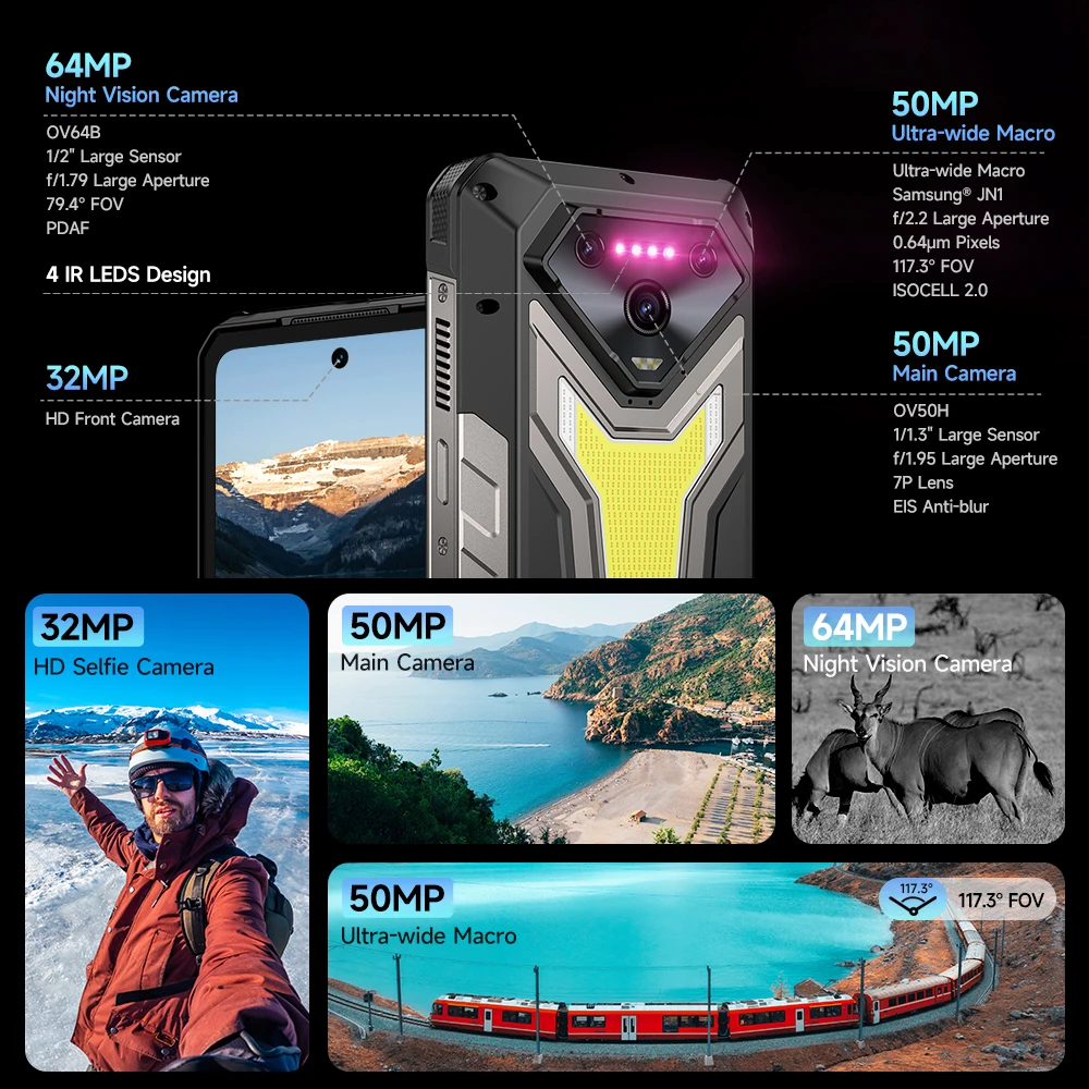 Ulefone Armor 34 Pro Plus 5G AI Rugged Phone 6.95" 25500mAh 32GB+512GB Built-in Projector 120Hz - Image 5