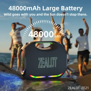 ZEALOT-ZE21 250W Big Power Wireless TWS Subwoofer Bluetooth Speaker - Thumbnail Image 5