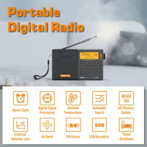 XHDATA D808 Professional AM FM SW MW AIR SSB RDS Radio - Thumbnail Image 6