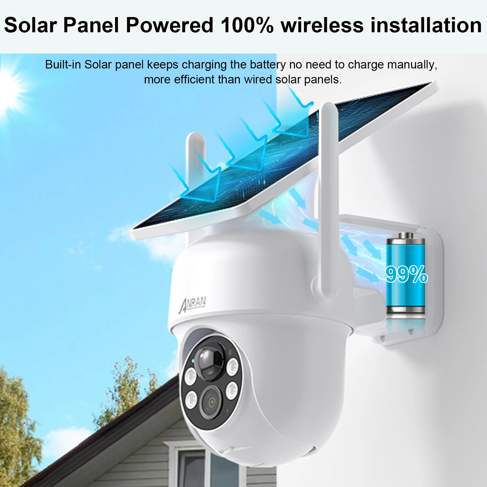 ANRAN Solar Camera 1/2pcs 3/5MP Outdoor - Image 2