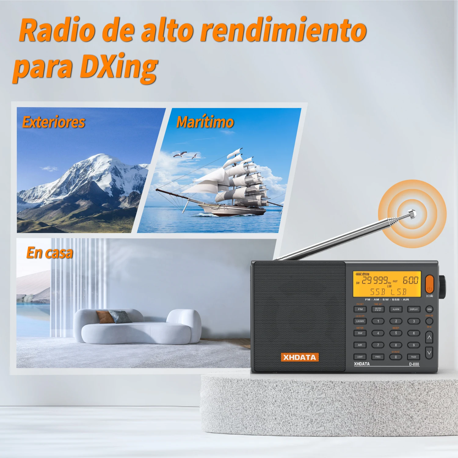 XHDATA D808 Portable Multiband Radio Receiver - Image 2