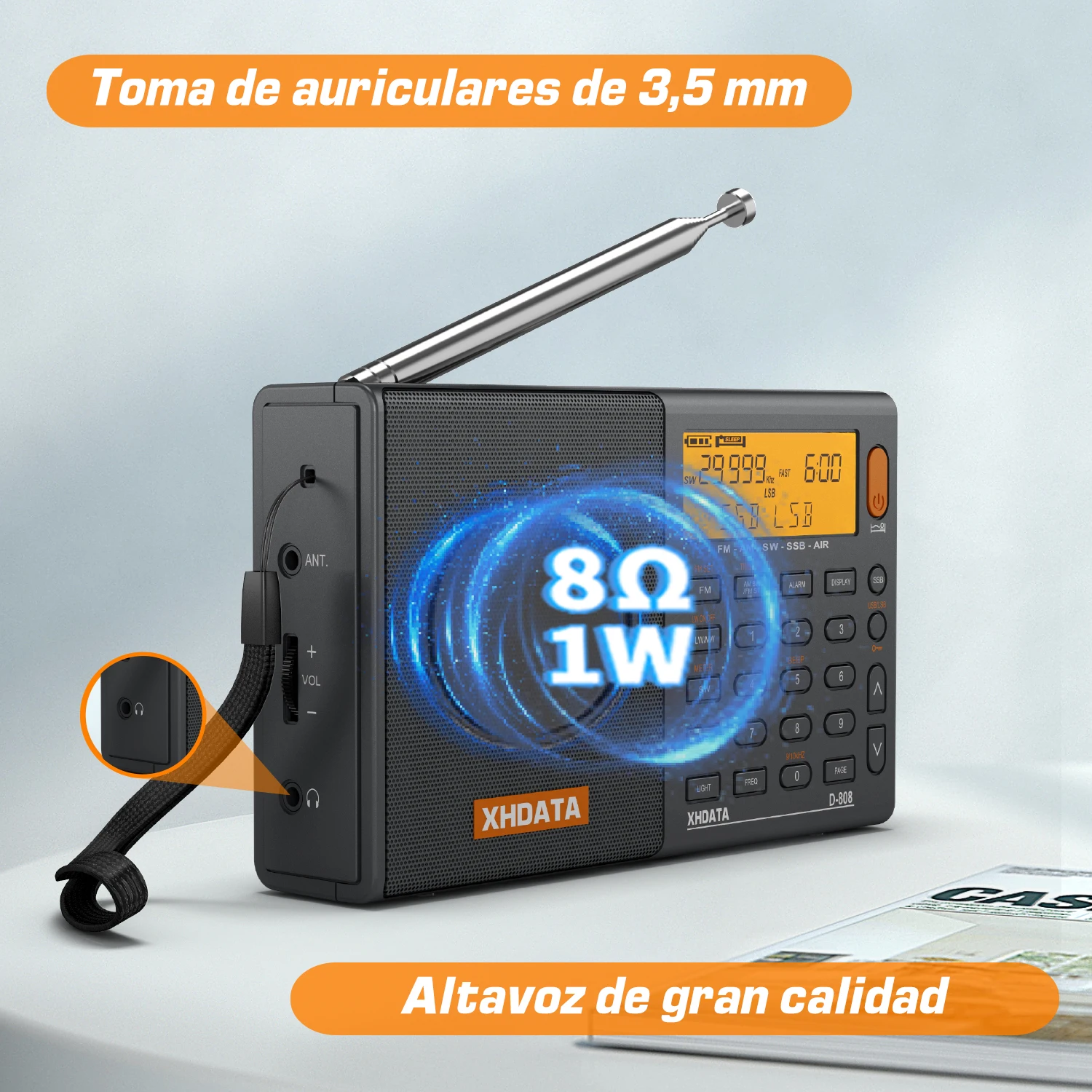 XHDATA D808 Portable Multiband Radio Receiver - Image 3