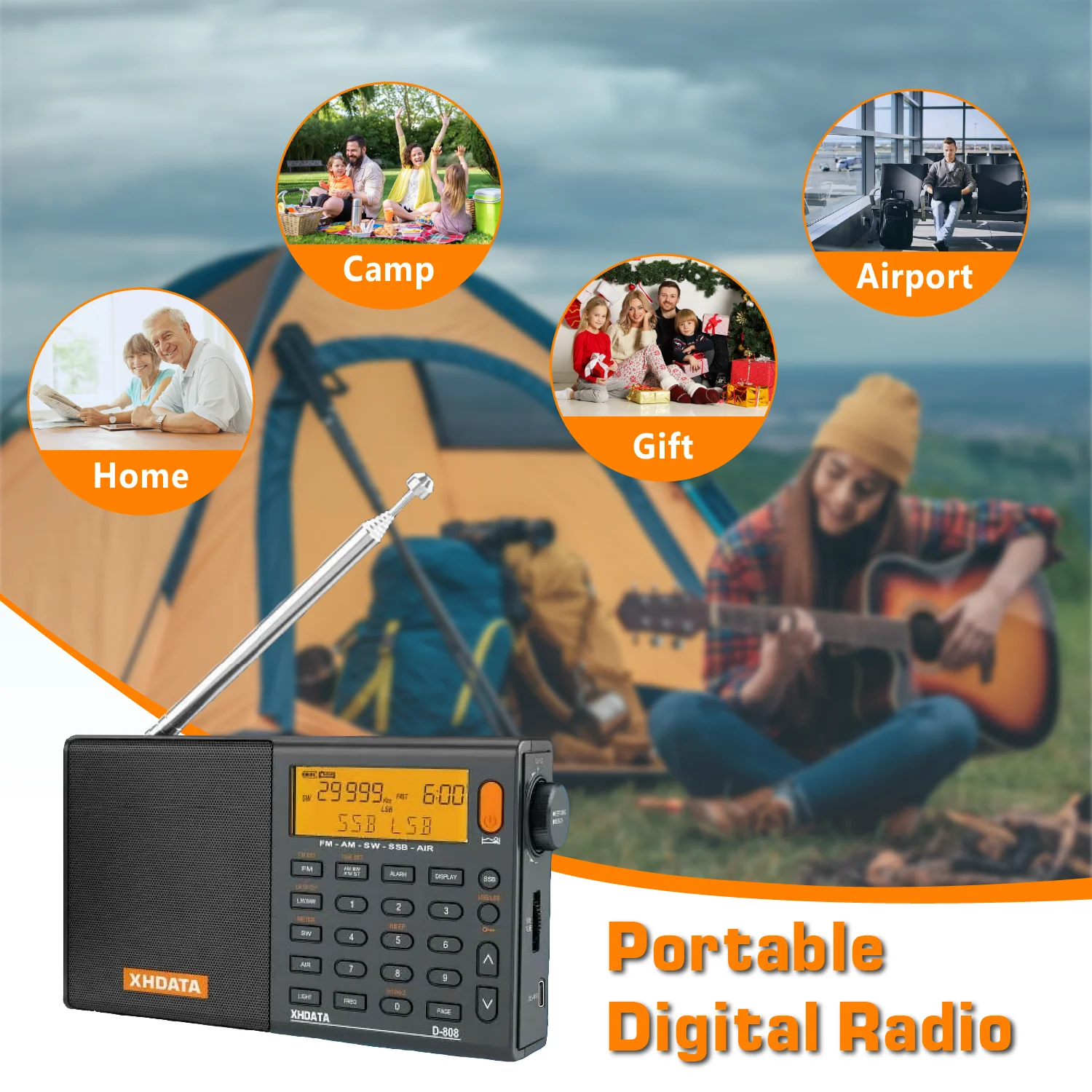 XHDATA D808 Professional AM FM SW MW AIR SSB RDS Radio - Image 3