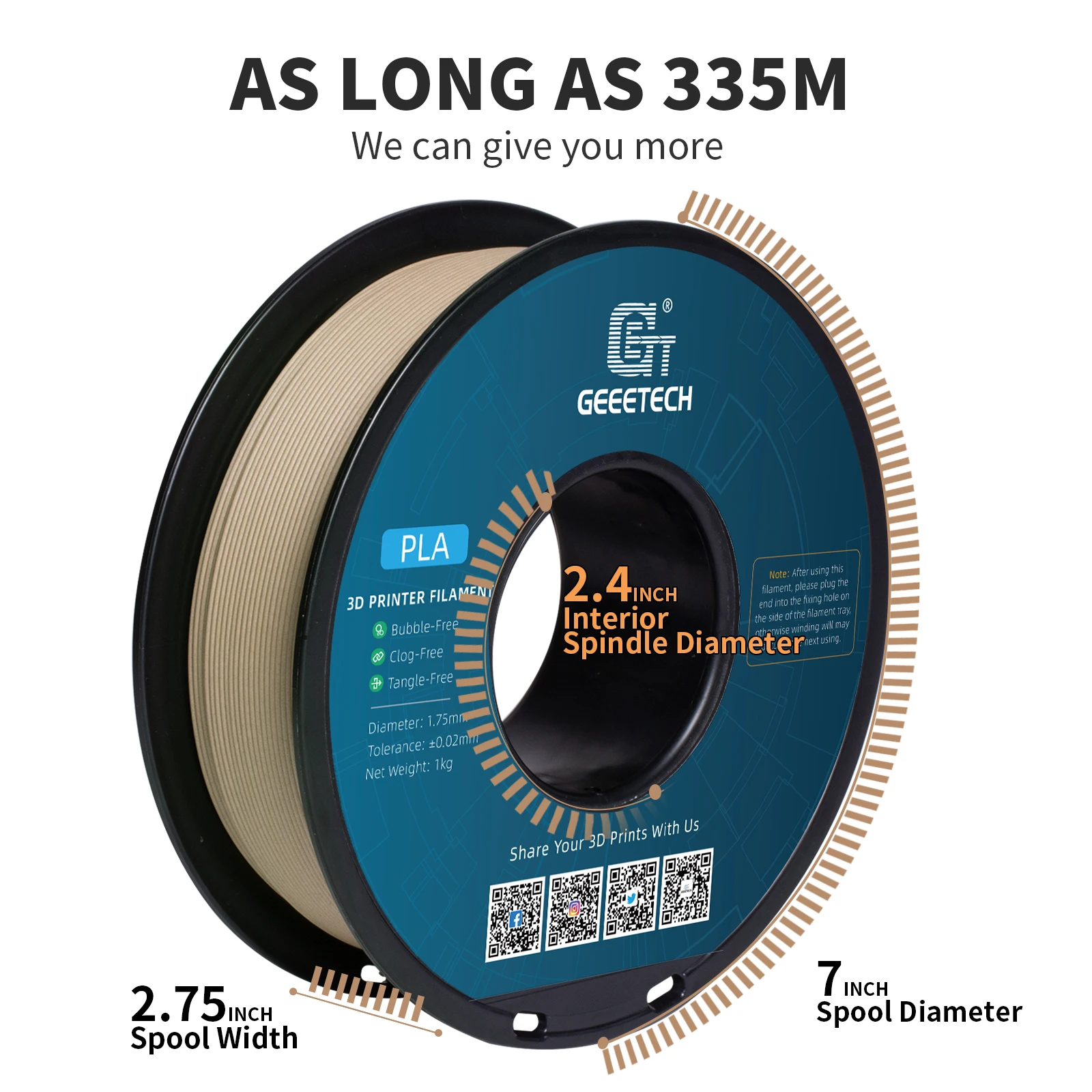 Geeetech Wood PLA 5kg 1.75mm Filament - Image 5