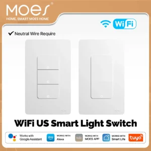 MOES Wi-Fi Smart Light Switch US Single Pole Push Button Wall Switch