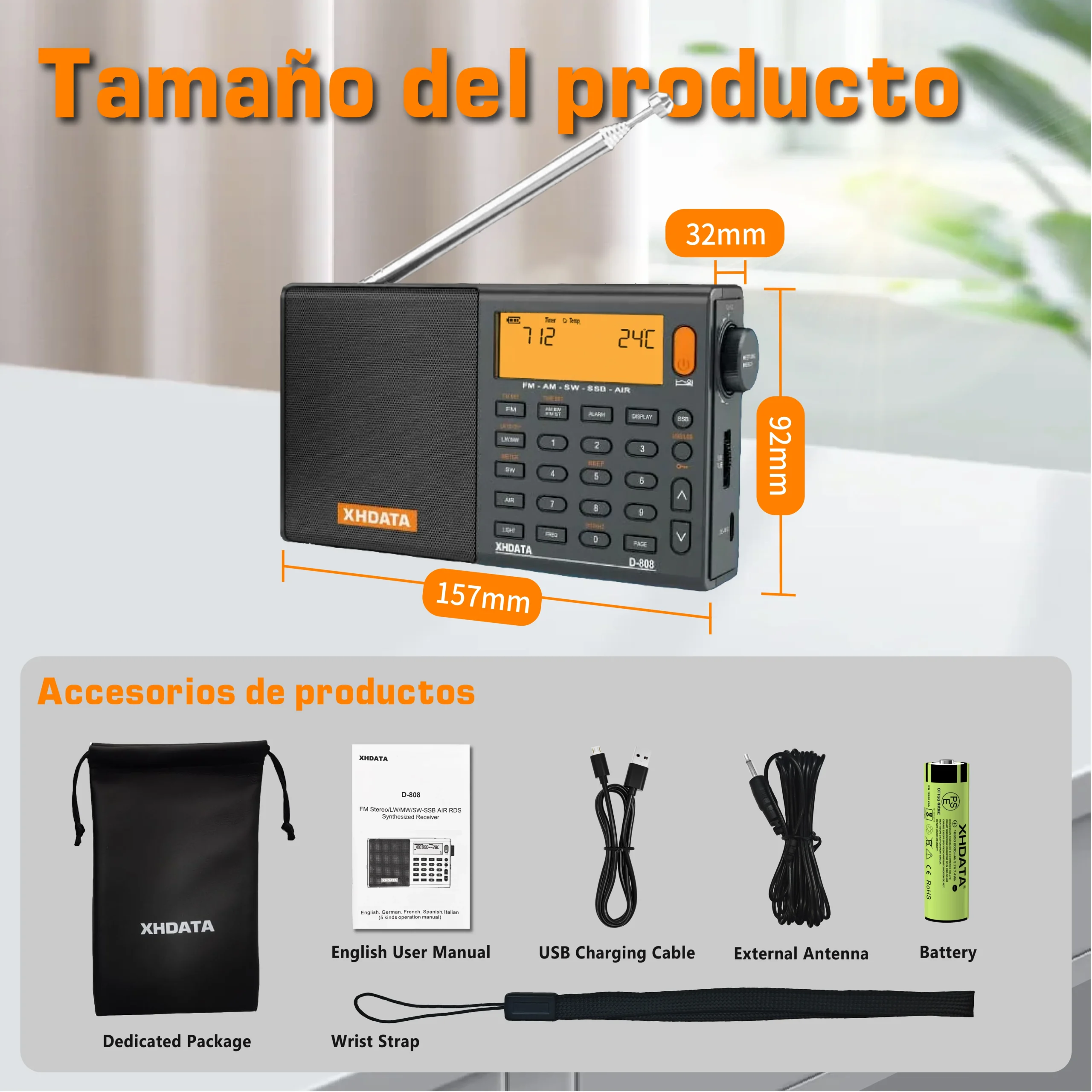 XHDATA D808 Portable Multiband Radio Receiver - Image 6