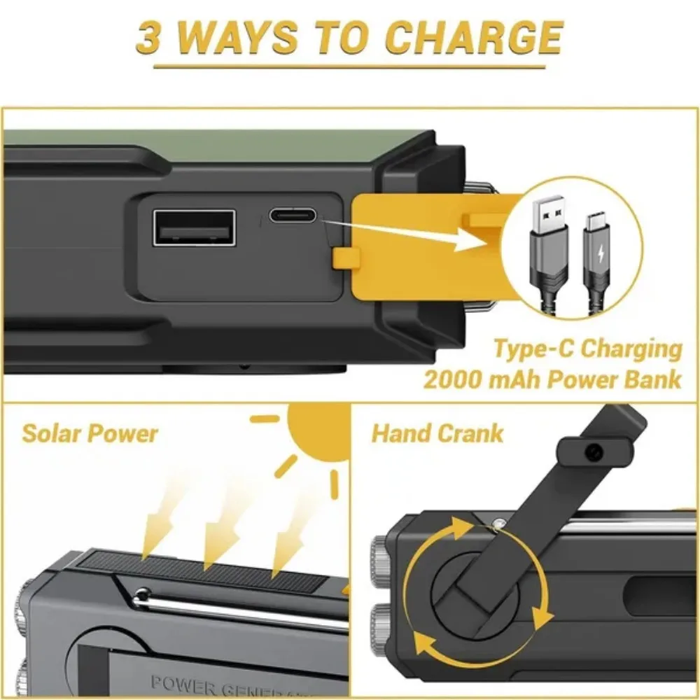 Emergency Solar Hand Crank NOAA Weather Radio - Image 3