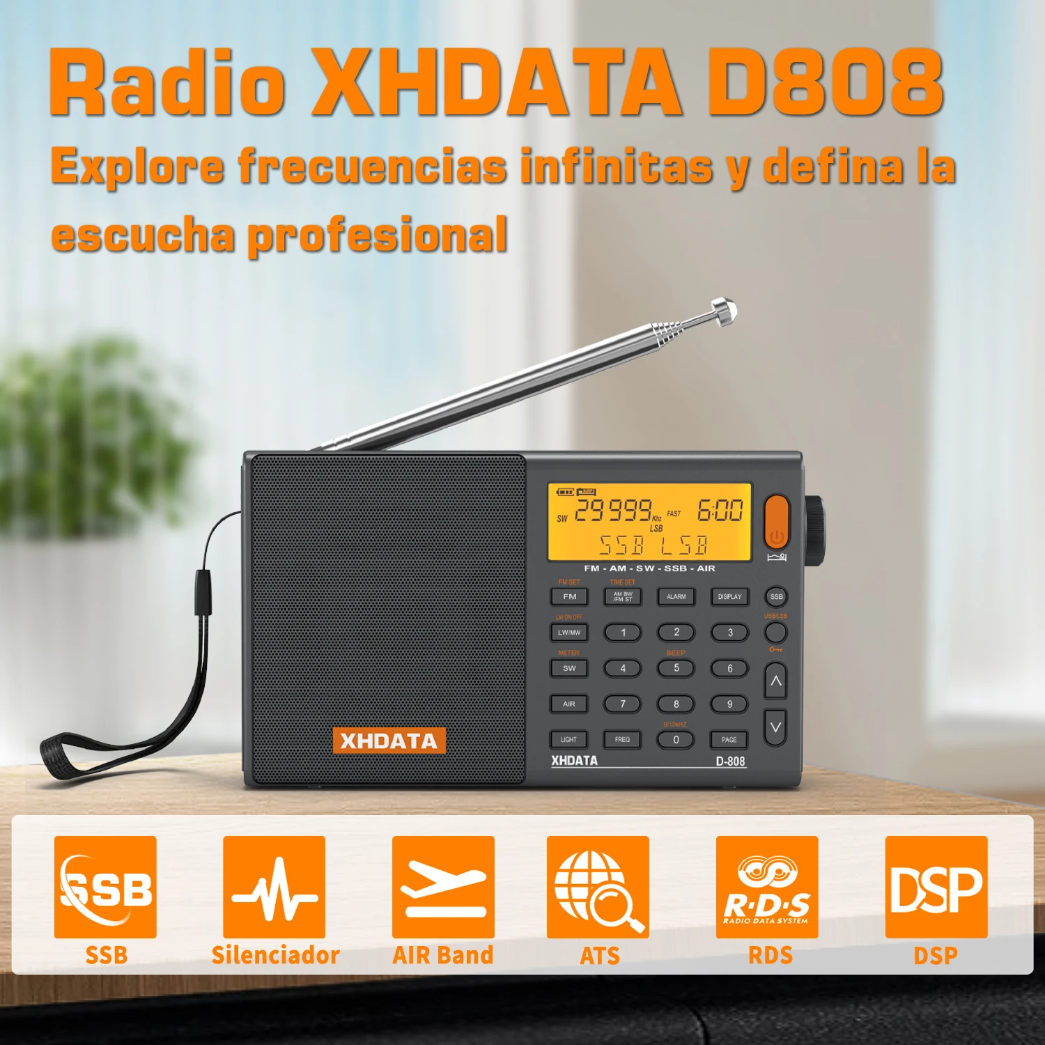 XHDATA D808 Portable Multiband Radio Receiver - Image 1