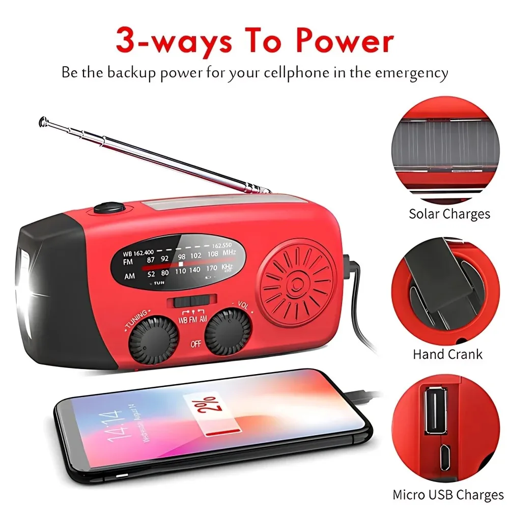 Solar Hand Crank Emergency Weather Radio - Image 5