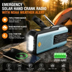 Emergency Solar Hand Crank NOAA Weather Radio