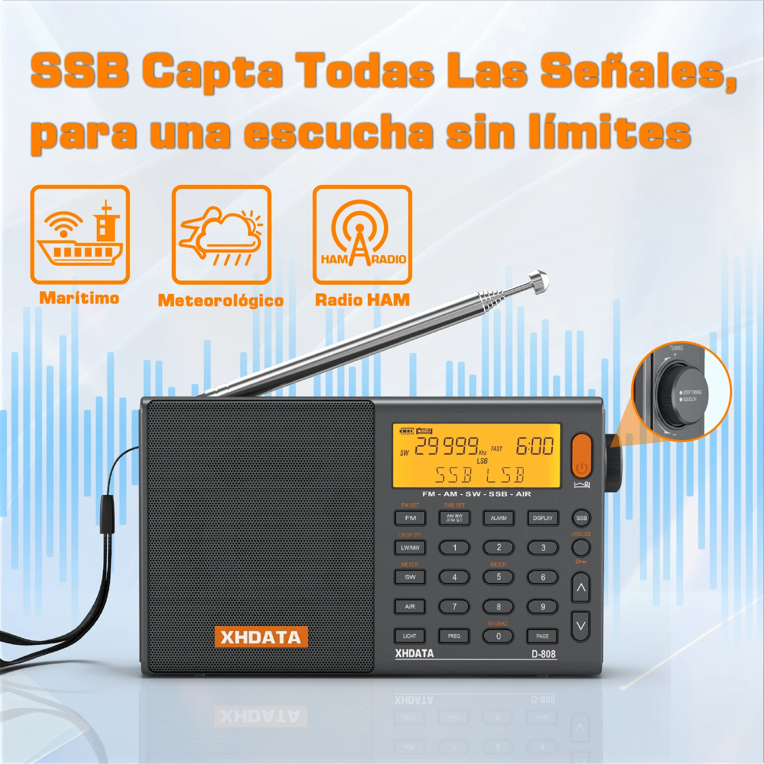 XHDATA D808 Portable Multiband Radio Receiver - Image 5