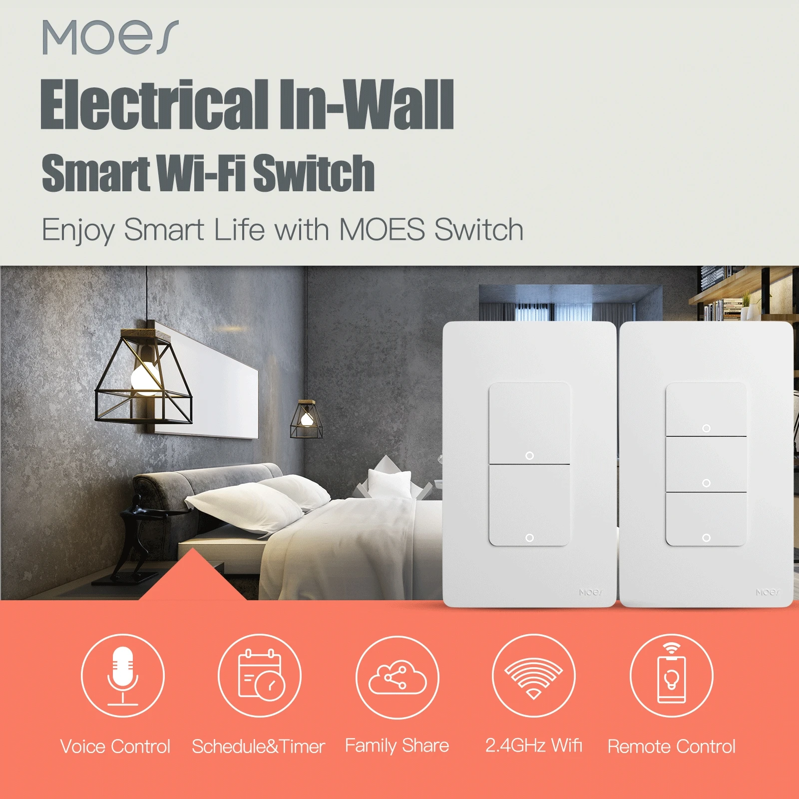 MOES Wi-Fi Smart Light Switch US Single Pole Push Button Wall Switch - Image 8