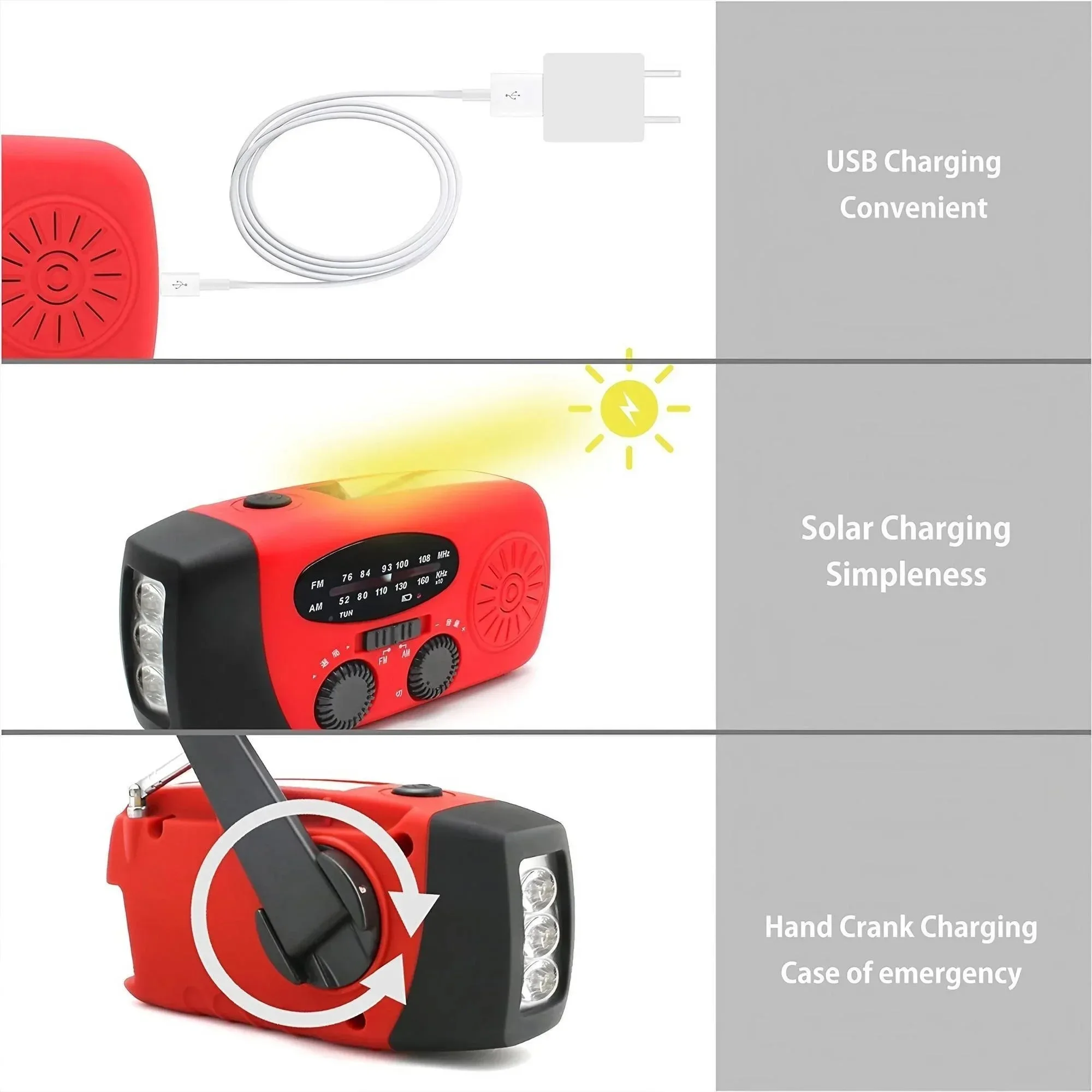 Solar Hand Crank Emergency Weather Radio - Image 7